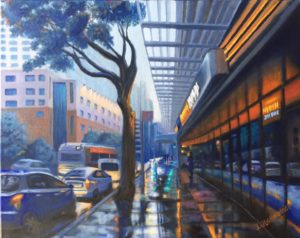Mission Street San Francisco cityscape oil painting by Julia Strittmatter