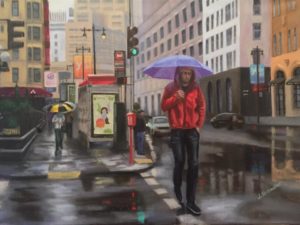 Rainy day in San Francisco cityscape oil painting on canvas by Julia Strittmatter