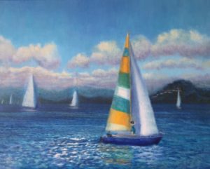 The captain landscape oil painting on canvas sailing by Julia Strittmatter
