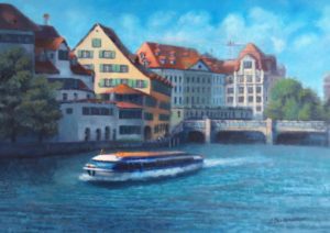 Zurich cityscape oil painting by Julia Strittmatter